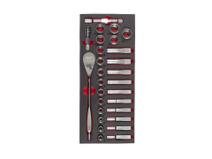 MILWAUKEE Penov� vlo�ka s 1/2" n�str�n�mi k���mi a ra��ou (28ks)