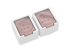 Dvojz�suvka na omietku biela IP44 250V