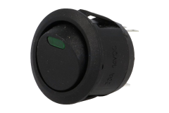 Kol�skov� vyp�na� n�vratn� 2-polohov� �ierny + zelen� LED svetielko 20A 12V