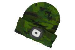 Pleten� �iapka s �eln�m LED svetlom zelen� mask��ov� L