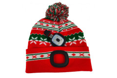 Pleten� �iapka s �eln�m LED svetlom viano�n� mot�v L