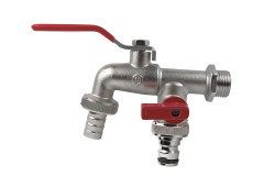 Z�hradn� ventil univerz�lny dvojit� 1/2" s miniventilom 3/4" a had. konc. 3/4"�d15mm a r�chlospojkou, Ni