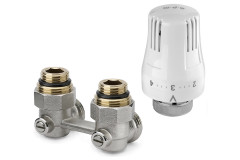 Set radi�torov� rohov� H-ventil M1/2" + hlavica + 2� adapt�r 3/4"EK - 1/2"M