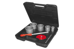 Sada vykru�ovac�ch koruniek v kufri 33-83mm 5ks 8-dielna sada PROTECO