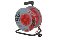 Predl�ovac� k�bel na bubne 25 m / 4 z�suvky / �erven� / PVC / 230 V / 1 mm2