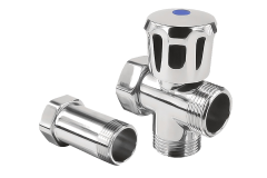 Pr��kov� ventil 3/4"�3/4"�3/4" za bat�riu s prevle�nou maticou a pred�en�m, pochr�movan� mosadz