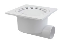 Vpus� podlahov� 150�150/50 mm bo�n�, mrie�ka biela, vodn� z�pachov� uz�vera