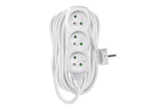 Predl�ovac� k�bel 10 m / 3 z�suvky / biely / PVC / 1 mm2