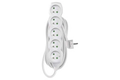 Predl�ovac� k�bel 10 m / 5 z�suviek / biely / PVC / 1 mm2