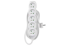 Predl�ovac� k�bel 5 m / 5 z�suviek / biely / PVC / 1 mm2