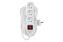 Predl�ovac� k�bel 10 m / 3 z�suvky / s vyp�na�om / biely / PVC / 1 mm2