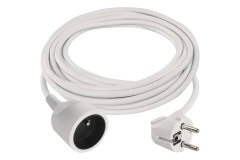 Predl�ovac� k�bel 5 m / 1 z�suvka / biely / PVC / 1 mm2