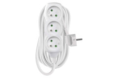 Predl�ovac� k�bel 7 m / 3 z�suvky / biely / PVC / 1 mm2