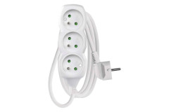 Predl�ovac� k�bel 1,5 m / 3 z�suvky / biely / PVC / 1 mm2