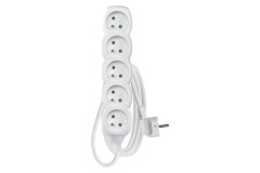 Predl�ovac� k�bel 1,5 m / 5 z�suviek / biely / PVC / 1 mm2