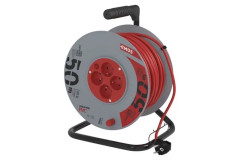 Predl�ovac� k�bel na bubne 50 m / 4 z�suvky / �erven� / PVC / 230 V / 1,5 mm2