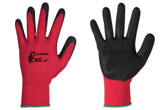 Rukavice ALVAROS, m��an� v nitrile, �erveno-�ierne, ve�. 09