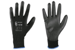 Rukavice BRITA BLACK, m��an� v polyuret�ne, �ierne, ve�. 11